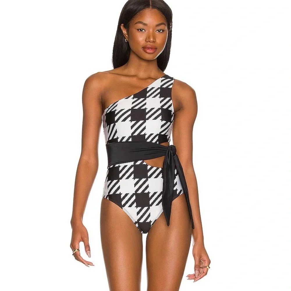 NWOT Beach Riot Carlie Houndstooth One Piece Swimsuit